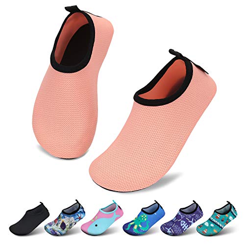 SAGUARO Mädchen Badeschuhe Kinder Aquaschuhe Jungen Schnell Trocknend Strandschuhe Atmungsaktiv Wasserschuhe Surf Yoga Neoprenschuhe,Pink Gewellt,Gr.24/25 EU von SAGUARO