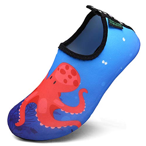 SAGUARO Kind Badeschuhe rutschfeste Babyschuhe Schnell Trocknend Pool Schuhe Wasser Sportschuhe für Jungen Mädchen, 24/25 EU, Krake Rot von SAGUARO