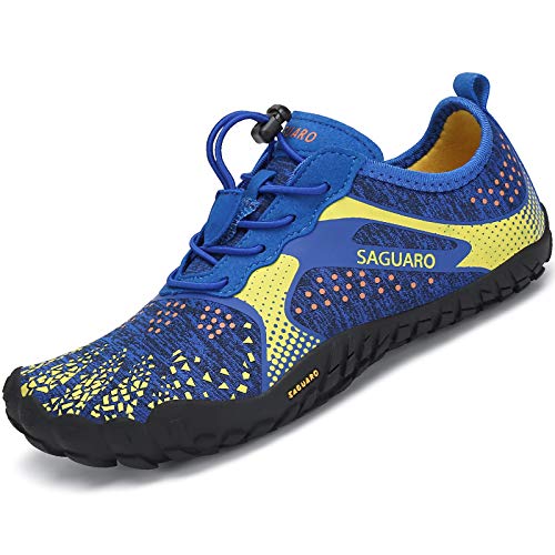 SAGUARO Kinder Aquaschuhe Jungen Traillaufschuhe Outdoor Mädchen Gymnastikschuhe Schnell Trocknend Strandschuhe Trekking Blau Gr.31 von SAGUARO