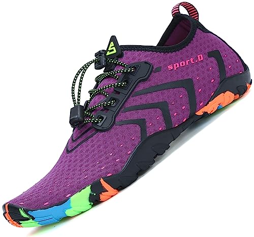 SAGUARO Kinder Badeschuhe Damen Wasserschuhe Mädchen Aquaschuhe Barfußschuhe rutschfeste Strandschuhe Schwimmschuhe FrauenSchuhe, Stil 1: Lila, 35 EU von SAGUARO