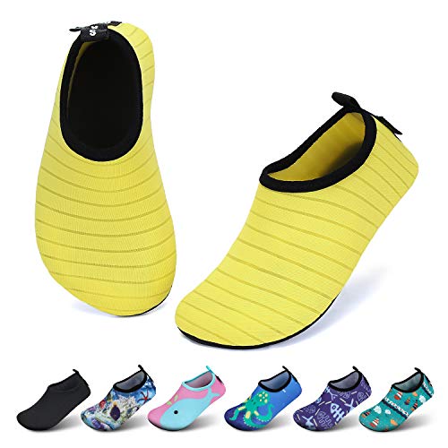 SAGUARO Kinder Badeschuhe Jungen Aquaschuhe Mädchen Schnell Trocknend Strandschuhe Atmungsaktiv Wasserschuhe Surf Yoga Neoprenschuhe,Hellgelb,Gr.20/21 EU von SAGUARO