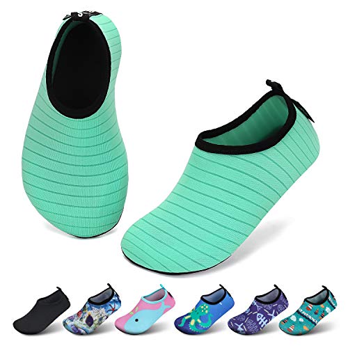 SAGUARO Kinder Badeschuhe Jungen Aquaschuhe Mädchen Schnell Trocknend Strandschuhe Atmungsaktiv Wasserschuhe Surf Yoga Neoprenschuhe,hellgrün,Gr.20/21 EU von SAGUARO