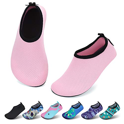 SAGUARO Mädchen Badeschuhe Kinder Aquaschuhe Jungen Schnell Trocknend Strandschuhe Atmungsaktiv Wasserschuhe Surf Yoga Neoprenschuhe,Pink,Gr.24/25 EU von SAGUARO