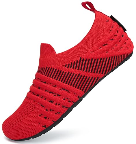 SAGUARO Hausschuhe Kinder Mädchen Hüttenschuhe Jungen Pantoffeln Barfussschuhe Leicht Atmungsaktive Slipper Weich Kleinkinder Schuhe Stil:082 Rot,Gr.24/25 EU von SAGUARO