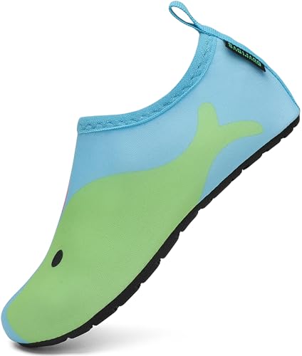 SAGUARO Badeschuhe Kinder Wasserschuhe Jungen Mädchen Schwimmschuhe Schnelltrocknung Strandschuhe Aquaschuhe Leicht Tauchschuhe Neoprenschuhe Surfschuhe Stil:5 Grün, Gr.30/31 EU von SAGUARO