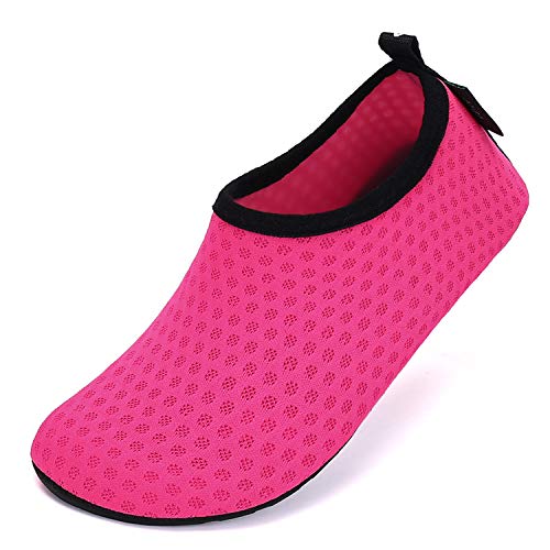 SAGUARO Kinder Badeschuhe Schnelltrocknende Wasserschuhe rutschfest Schwimmschuhe für Wassersport, 24/25 EU, 071 Rosen Rot von SAGUARO