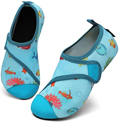 SAGUARO Kinder Badeschuhe Strandschuhe Jungen Mädchen Wasserschuhe Schwimmschuhe Kleinkind rutschfest Barfußschuhe für Strand Pool(Cerulean Blau,30/31 EU) von SAGUARO