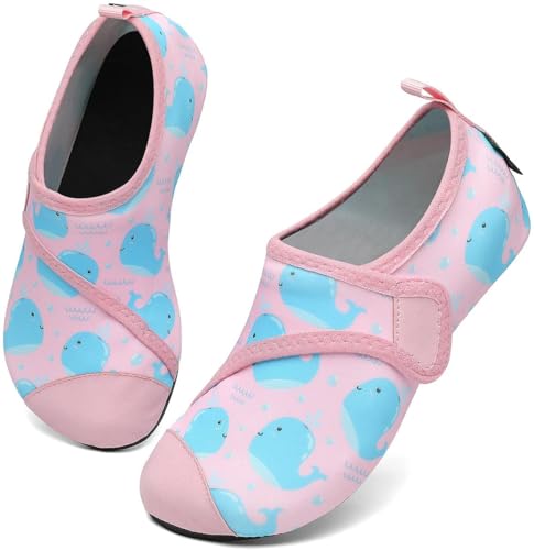 SAGUARO Kinder Badeschuhe Strandschuhe Jungen Mädchen Wasserschuhe Schwimmschuhe Kleinkind rutschfest Barfußschuhe für Strand Pool(Erröten Rosa,22/23 EU) von SAGUARO