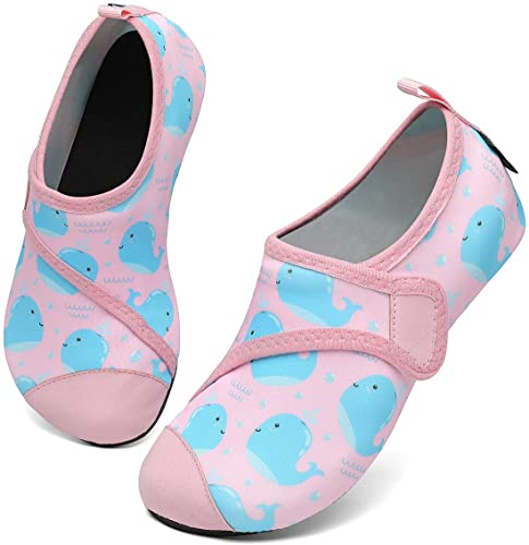 SAGUARO Kinder Badeschuhe Strandschuhe Jungen Mädchen Wasserschuhe Schwimmschuhe Kleinkind rutschfest Barfußschuhe für Strand Pool(Erröten Rosa,24/25 EU) von SAGUARO