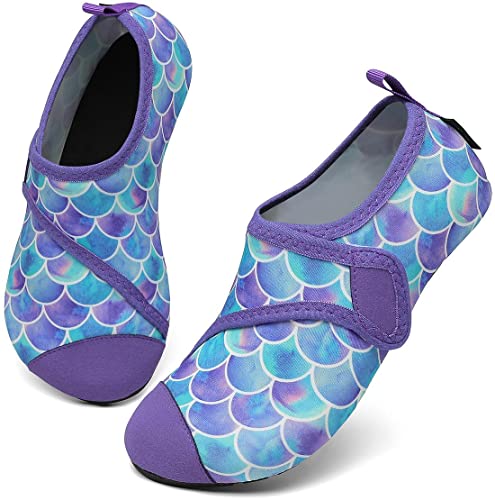 SAGUARO Kinder Badeschuhe Strandschuhe Jungen Mädchen Wasserschuhe Schwimmschuhe Kleinkind rutschfest Barfußschuhe für Strand Pool(Violett,24/25 EU) von SAGUARO