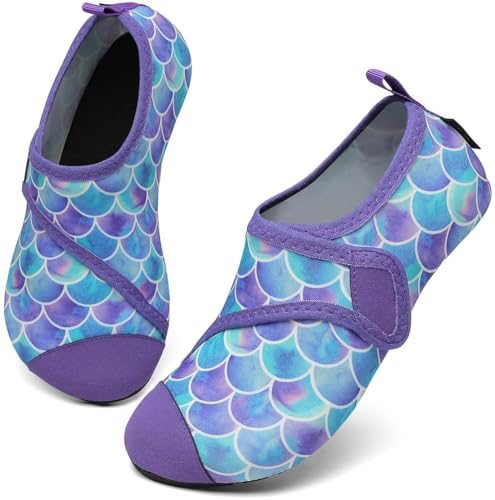 SAGUARO Kinder Badeschuhe Wasserschuhe Jungen Mädchen Schwimmschuhe Strandschuhe Kleinkind rutschfest Barfußschuhe, Touch X, Violett, 26/27 EU von SAGUARO