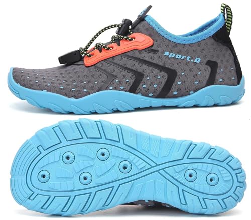 SAGUARO Badeschuhe Kinder Wasserschuhe Schwimmschuhe Jungen Mädchen Aquaschuhe Strandschuhe rutschfest Neoprenschuhe Surfschuhe Atmungsaktiv Wassersportschuhe Tauchschuhe St.1 Blau, Gr.31 EU von SAGUARO