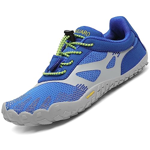 SAGUARO Kinder Barfußschuhe Jungen Aquaschuhe Mädchen Atmungsaktiv Traillaufschuhe Outdoor Schnell Trocknend Barfussschuhe Badeschuhe Hellblau 27 EU von SAGUARO