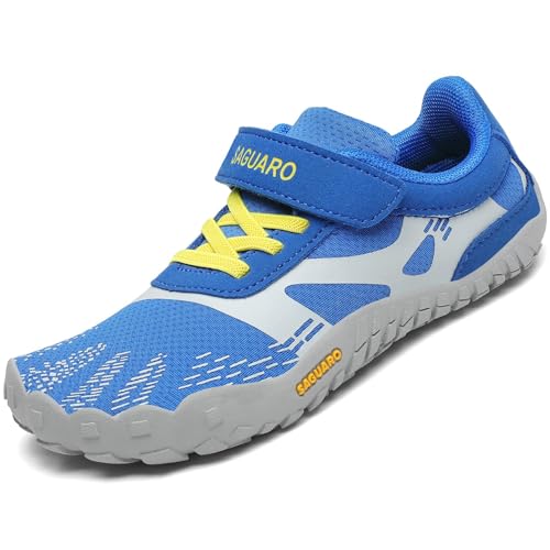SAGUARO Kinder Barfußschuhe Jungen Atmungsaktiv Traillaufschuhe für Mädchen Sommer Unisex Zehenschuhe Outdoor rutschfest Freizeitschuhe Marine 26 EU von SAGUARO