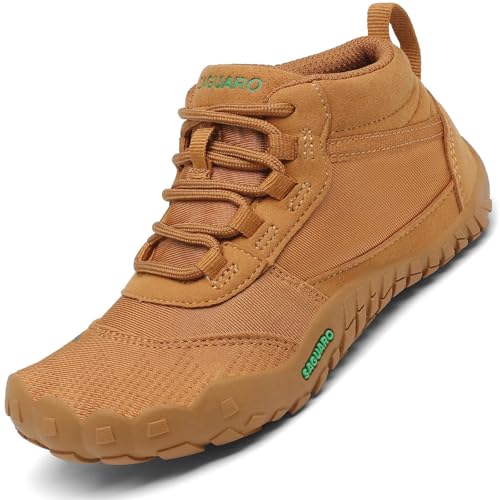 SAGUARO Kinder Barfußschuhe Jungen Leichtigkeit Trekking-Wanderschuhe Mädchen Outdoor Fitnessschuhe Festes Braun Gr.32 von SAGUARO
