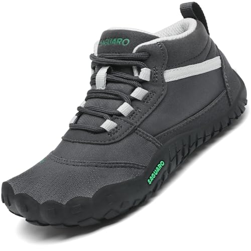 SAGUARO Kinder Barfußschuhe Jungen Leichtigkeit Trekking-Wanderschuhe Mädchen Outdoor Fitnessschuhe Graphitgrau Gr.32 von SAGUARO