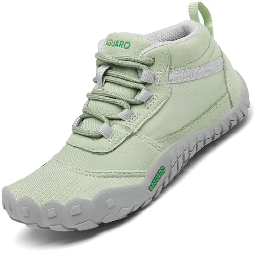 SAGUARO Kinder Barfußschuhe Jungen Leichtigkeit Trekking-Wanderschuhe Mädchen Outdoor Fitnessschuhe Hellgrün Gr.31 von SAGUARO