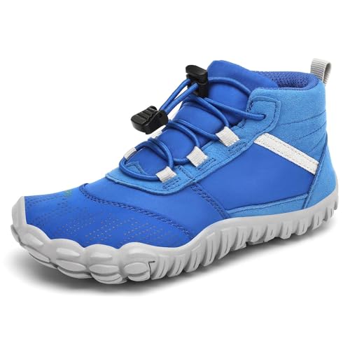 SAGUARO Kinder Barfußschuhe Jungen Mädchen Barfussschuhe Leicht rutschfest Wanderschuhe Atmungsaktiv Weich Trekkingschuhe Flexible Outdoor Traillaufschuhe, Blau, 24 EU von SAGUARO