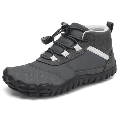 SAGUARO Kinder Barfußschuhe Jungen Mädchen Barfussschuhe Leicht rutschfest Wanderschuhe Atmungsaktiv Weich Trekkingschuhe Flexible Outdoor Traillaufschuhe, Grau, 24 EU von SAGUARO