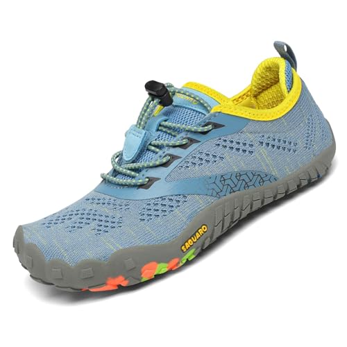 SAGUARO Kinder Barfußschuhe Jungen Aquaschuhe Mädchen Atmungsaktiv Traillaufschuhe June Outdoor Schnell Trocknend Badeschuhe Leicht, Türkis 34 EU von SAGUARO