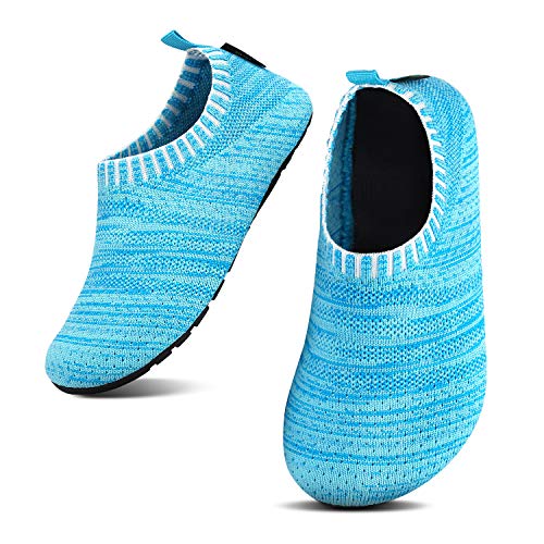 SAGUARO Kinder Hausschuhe Jungen Pantoffeln Mädchen Slippers rutschfest Yoga Kleinkinder Schuhe Unisex-Baby Indoor Weich Walkingschuhe Hüttenschuhe Blau 30/31 EU von SAGUARO