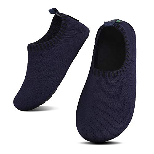 SAGUARO Kinder Hausschuhe Jungen Pantoffeln Mädchen Slippers rutschfest Yoga Kleinkinder Schuhe Unisex-Baby Indoor Weich Walkingschuhe Hüttenschuhe Dunkelblau 24/25 EU von SAGUARO