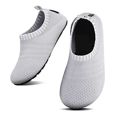 SAGUARO Kinder Hausschuhe Jungen Pantoffeln Mädchen Slippers rutschfest Yoga Kleinkinder Schuhe Unisex-Baby Indoor Weich Walkingschuhe Hüttenschuhe Hellgrau 24/25 EU von SAGUARO