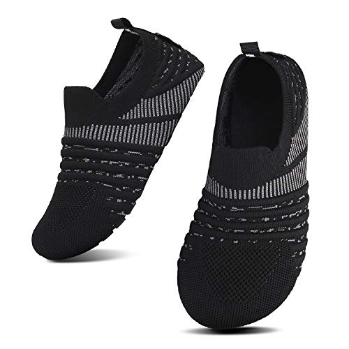 SAGUARO Kinder Hausschuhe Jungen Pantoffeln Mädchen Slippers Rutschfest Yoga Kleinkinder Schuhe Unisex-Baby Indoor Weich Walkingschuhe Hüttenschuhe Dunkelschwarz 22/23 EU von SAGUARO