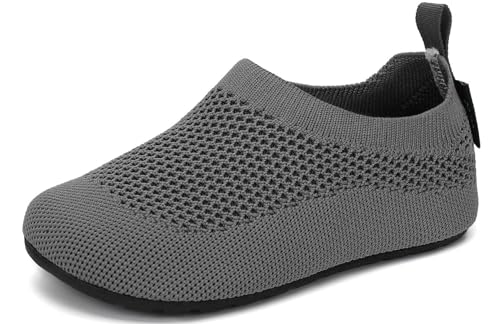 SAGUARO Kinder Hausschuhe Mädchen Jungen Pantoffeln Leicht Rutschfest Hüttenschuhe Weich Flexibel Slippers für Frühling Sommer, Rauchgrau 18/19 EU von SAGUARO