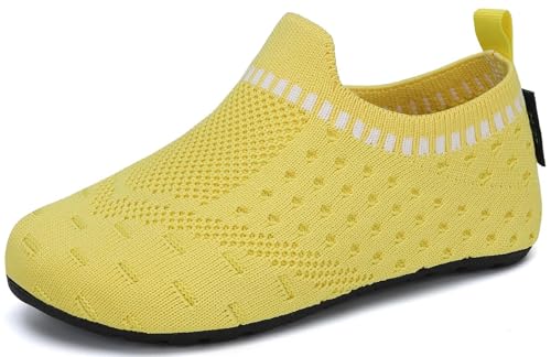 SAGUARO Kinder Hausschuhe Mädchen Jungen Pantoffeln Leicht Rutschfest Hüttenschuhe Weich Flexibel Slippers für Frühling Sommer, Gelb 26/27 EU von SAGUARO