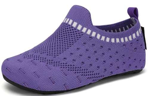 SAGUARO Kinder Hausschuhe Mädchen Jungen Pantoffeln Leicht Rutschfest Hüttenschuhe Weich Flexibel Slippers für Frühling Sommer, Lila 26/27 EU von SAGUARO