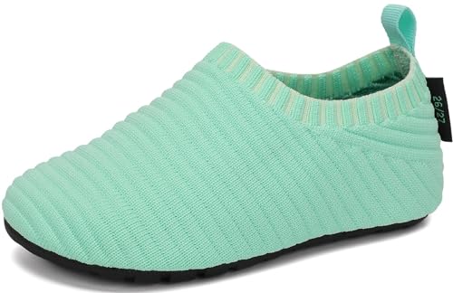 SAGUARO Kinder Hausschuhe Mädchen Jungen Barfußschuhe Leicht Rutschfest Kleinkinder Lauflernschuhe Weich Flexibel Badeschuhe für Frühling Sommer, Minzgrün 22/23 EU von SAGUARO