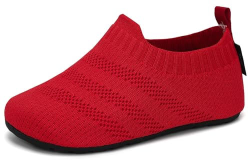 SAGUARO Kinder Hausschuhe Mädchen Jungen Pantoffeln Weich Rutschfest Hüttenschuhe Leicht Flexibel Slippers, Rot 20/21 EU von SAGUARO