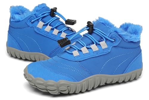 SAGUARO Kinder Winter Barfußschuhe Winterschuhe Warme Gefüttert Wanderschuhe Leicht rutschfest Winterstiefel 26EU von SAGUARO