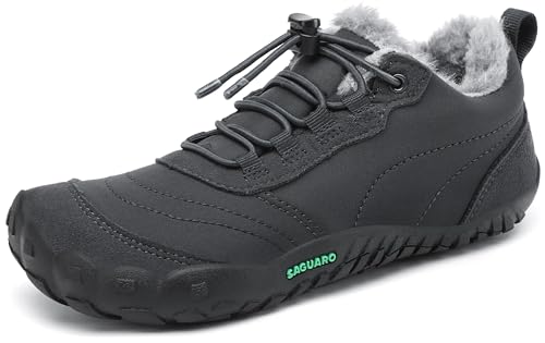 SAGUARO Kinder Winter Barfußschuhe Winterschuhe Warme Gefüttert Wanderschuhe Leicht rutschfest Winterstiefel 26EU von SAGUARO