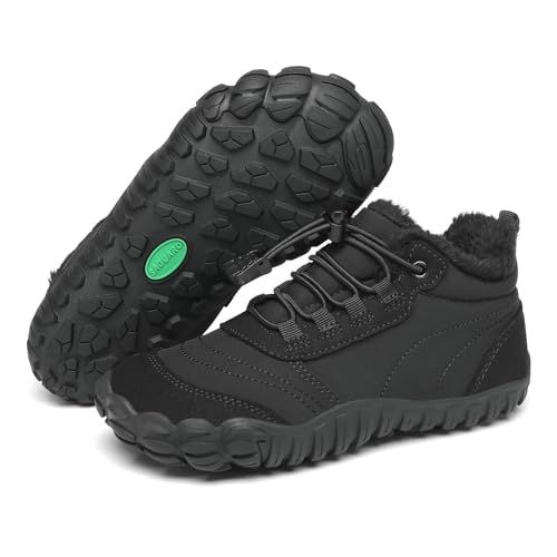 SAGUARO Kinder Winter Barfußschuhe Winterschuhe Warme Gefüttert WanderSchuhe Leicht Rutschfest Winterstiefel 26EU von SAGUARO