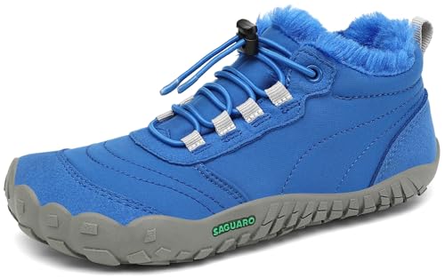 SAGUARO Kinder Winter Barfußschuhe Winterschuhe Warme Gefüttert Wanderschuhe Leicht rutschfest Winterstiefel 27EU von SAGUARO