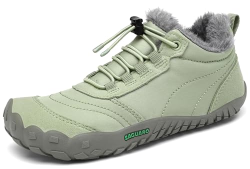 SAGUARO Kinder Winter Barfußschuhe Winterschuhe Warme Gefüttert Wanderschuhe Leicht rutschfest Winterstiefel 27EU von SAGUARO