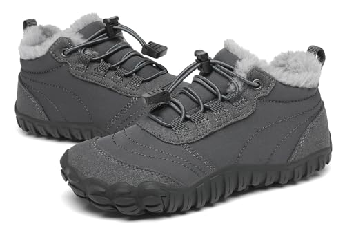 SAGUARO Kinder Winter Barfußschuhe Winterschuhe Warme Gefüttert WanderSchuhe Leicht Rutschfest Winterstiefel 28EU von SAGUARO