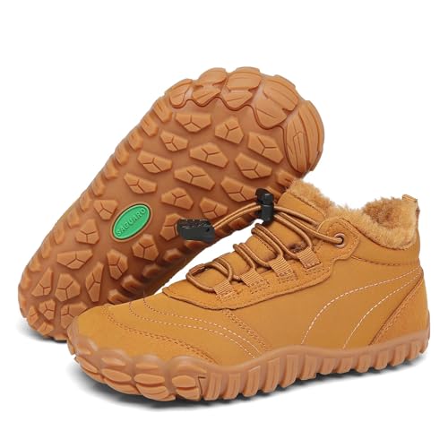 SAGUARO Kinder Winter Barfußschuhe Winterschuhe Warme Gefüttert WanderSchuhe Leicht Rutschfest Winterstiefel 33EU von SAGUARO
