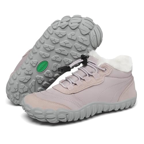 SAGUARO Kinder Winter Barfußschuhe Winterschuhe Warme Gefüttert WanderSchuhe Leicht Rutschfest Winterstiefel 33EU von SAGUARO