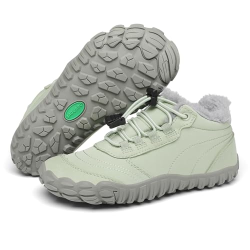 SAGUARO Kinder Winter Barfußschuhe Winterschuhe Warme Gefüttert WanderSchuhe Leicht Rutschfest Winterstiefel 36EU von SAGUARO