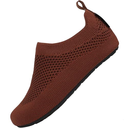 SAGUARO Kinder rutschfeste Leichte Mädchen Hausschuhe Luftdurchlässig Junge Hüttenschuhe Elastisch Socken Schuhe Pantoffeln für Kleinkinder Kinderschuhe, Kinder Braun 32/33 von SAGUARO