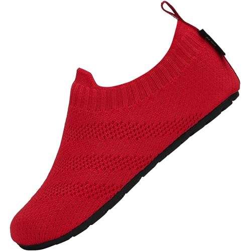 SAGUARO Kindergarten Pantoffeln für Jungen Mädchen rutschfest Freizeitschuhe Kinder Unisex Leichte Flexibel Kindersocken Kinderschuhe Weiche Hausschuhe, Schuhe Rot 20/21 von SAGUARO