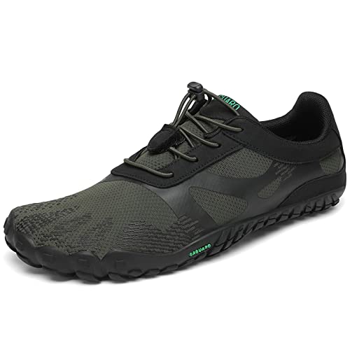 SAGUARO Leicht Barfußschuhe Damen Herren Atmungsaktiv Traillaufschuhe Weich Fitnessschuhe Grün 44 EU von SAGUARO