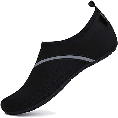 SAGUARO Leicht Strandschuhe für Herren rutschfeste Badeschuhe Damen Schnell Trocknend Wasserschuhe Sommer Outdoor Sufschuhe, Schwarz 38/39 von SAGUARO