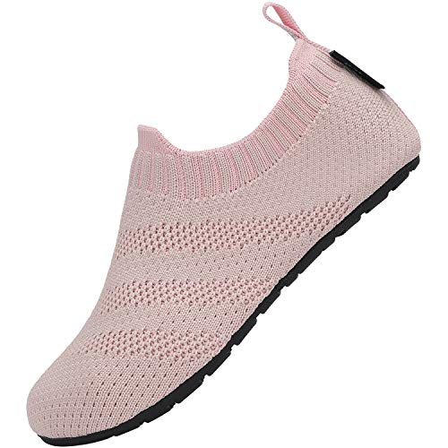 SAGUARO Leichte Pantoffeln für Junge Gestrickte Hausschuhe Kinder rutschfest Flexibel Mädel verschleißfest Weiche Hausschuhe Unisex Indoor Slippers, Schuhe Pink 22/23 von SAGUARO