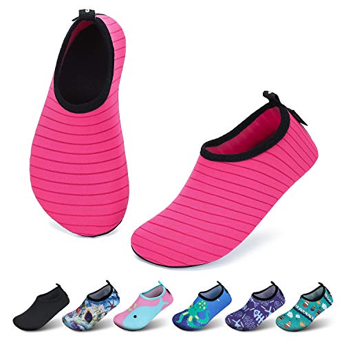 SAGUARO Mädchen Badeschuhe Kinder Aquaschuhe Jungen Schnell Trocknend Strandschuhe Atmungsaktiv Wasserschuhe Surf Yoga Neoprenschuhe,Hellrot,Gr.32/33 EU von SAGUARO