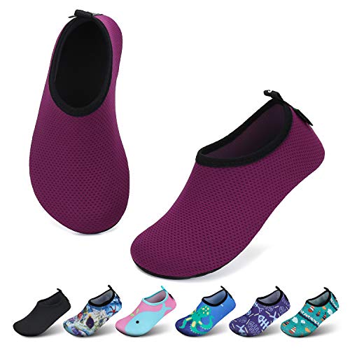 SAGUARO Mädchen Badeschuhe Kinder Aquaschuhe Jungen Schnell Trocknend Strandschuhe Atmungsaktiv Wasserschuhe Surf Yoga Neoprenschuhe,Violett,Gr.22/23 EU von SAGUARO