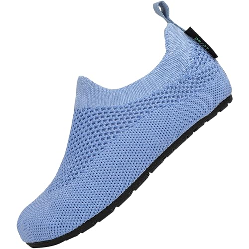 SAGUARO Mädchen Hausschuhe Kinder rutschfeste Leichte Pantoffeln für Kleinkinder Luftdurchlässig Junge Hüttenschuhe Elastisch Socken Schuhe, Kinder Blau 24/25 von SAGUARO